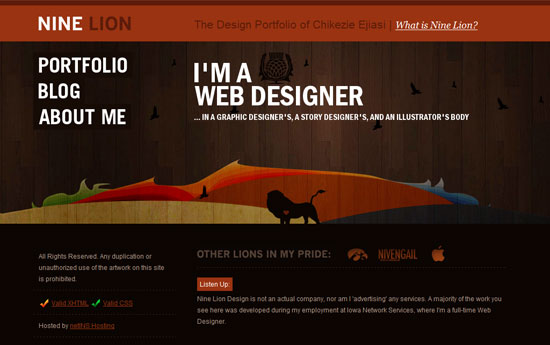 Nine Lion Design website screenshot