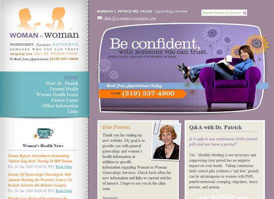 Woman to Woman Gynecology website screenshot