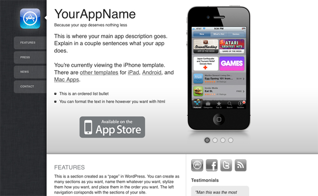 WordPress Themes iPhone Apps