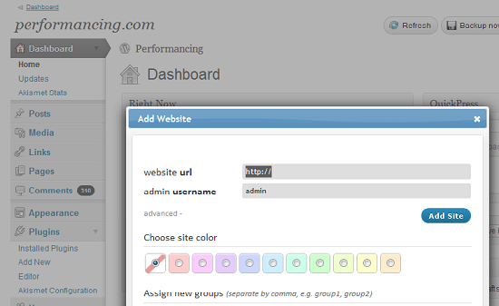WPManage Add Website WPManage Add Website
