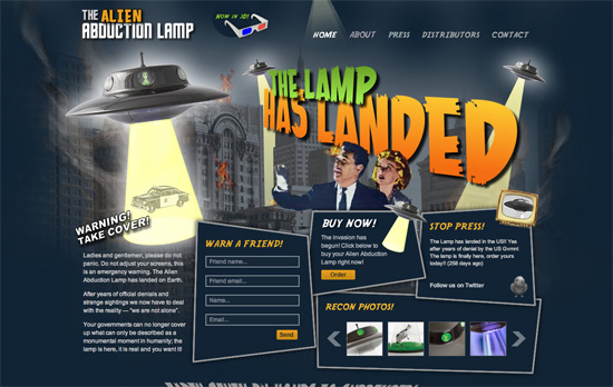 Alien Abduction Lamp website