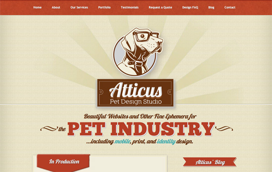 Atticus Pet Design Studio website