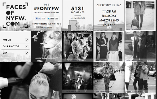 Faces of New York Fashion Week website