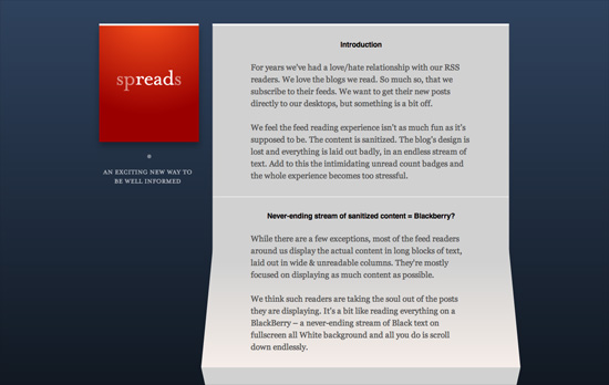 Spreads for iPad website