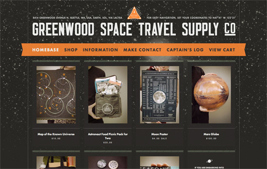 Greenwood Space Travel Supply Co. website