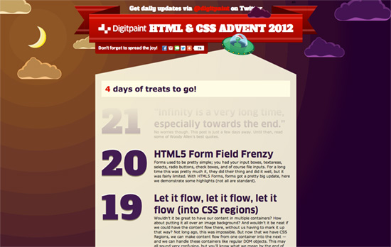 HTML and CSS Advent 2012 by Digitpaint