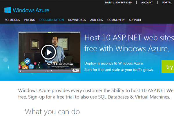 asp.net web hosting through Microsoft Windows Azure